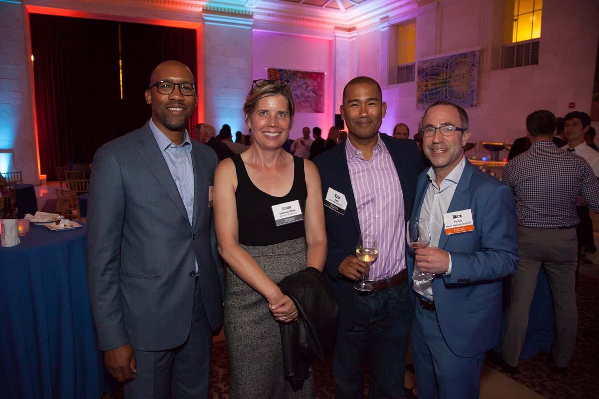 (L to R) MoFo Partners Josh Hill, Anna Erickson White, and Eric Tate with IP Litigator at Mauriel Kapouytian Woods LLP Marc Pernick